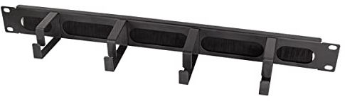 LogiLink Professional OR106B - Pannello passacavi da 19 con 4 staffe in acciaio e listello, colore: Nero
