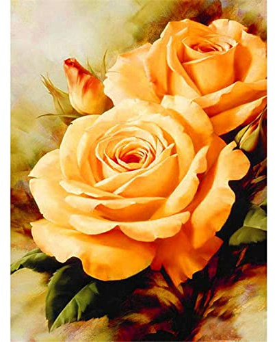 Wingkin Kreuzstich Stickpackungen gelbe Rose 11CT Erwachsene Sticken Set,DIY Stickbilder Vorgedruckt Kreuzstich für Anfänger Home Decor (40x50cm )