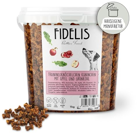 Trainingsknöchelchen Kaninchen mit Apfel und Grünkohl (1kg-Eimer)