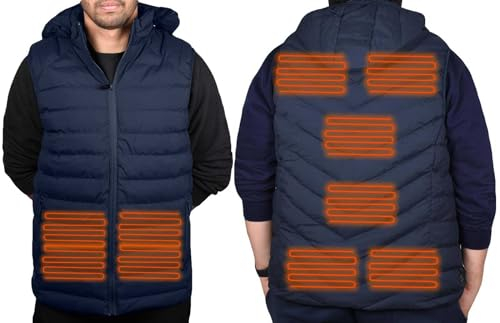 True Face Mens Heated Gilet Women Heated Vest Body Warmer Gilets For Unisex USB Electric Heat Jacket 3 Temperature Levels Heating Waistcoat for Outdoors Navy XL