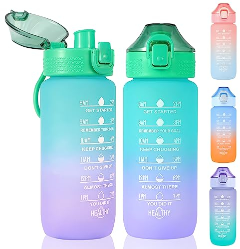 SUPPRUI Kinder Trinkflasche Auslaufsicher Wasserflasche 600ml, Trinkflasche mit Zeitmarkierungen Schule und Sport Flasche Tritan Wasserflasche BPA frei mit 1-Klick Verschluss