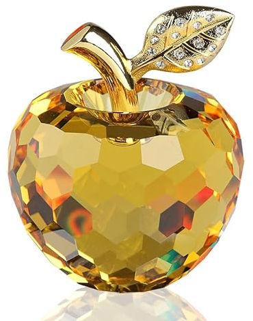 DOJOZ Kristall-Apfel, Valentinstagsgeschenk, Briefbeschwerer, Basteldekoration, Tischdekoration, Statue, Heimdekoration (gelb)