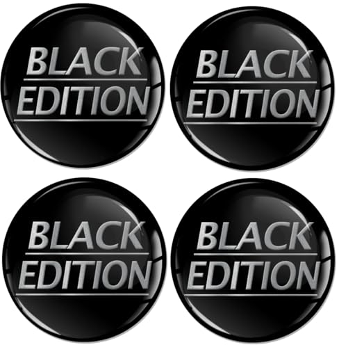 SkinoEu 4 x 68 mm Aufkleber Aufkleber für Radkappen Nabenkappen Nabendeckel Radnabendeckel Rad-Aufkleber Black Etition A 2968