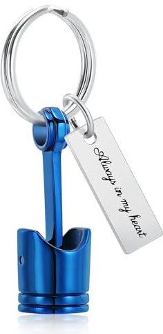 memorial jewelry Autoteil Feuerbestattung Urne Schlüsselanhänger für Asche für Männer Motor Kolben Asche Andenken, blau