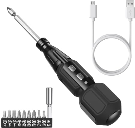 Brifit Akku schraubendreher mit 8 Bits, Elektrischer schraubendreher mit LED-Arbeitslicht, Elektro schraubendreher für Handwerk DIY, Computer, Laptop, Kreuzschlitz Flach Torx schraubendreher set