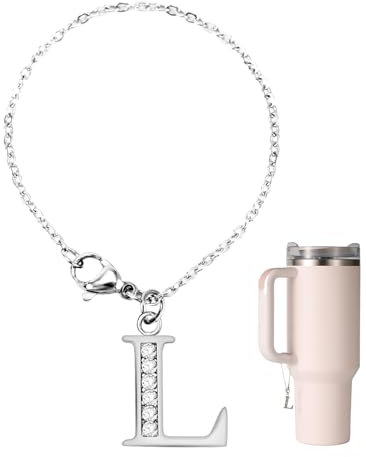 NQEUEPN Charm for Stanley Cup, Rhinestones Alphabet Pendant Personalized Name ID Handle Charm for Stanley Accessories (Letter L)
