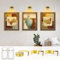 Lot de 3 lampes de peinture à piles dorées sans fil avec télécommande, 3 éclairages et intensité variable, lumière d'art mural pour peinture, accentuation et minuterie, pour cadre photo, applique