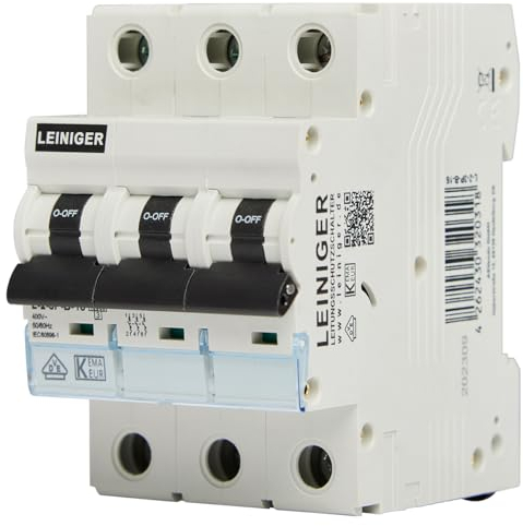 Leiniger/Leitungsschutzschalter mit 10 kA Kurzschlussfestigkeit, B/C, 2 A bis 63 A, VDE geprüft, passende FI-Schalter und Phasenschiene (3-Polig/B / 16A)