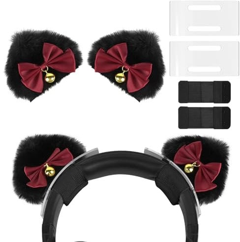 GEEKRIA Nova Kopfhörer-Abstandshalter und Katzenohren-Befestigungsset, kompatibel mit Sony, Bose, Skullcandy, Beats, Marshall-Kopfhörern, einfache Selbstmontage (schwarz)