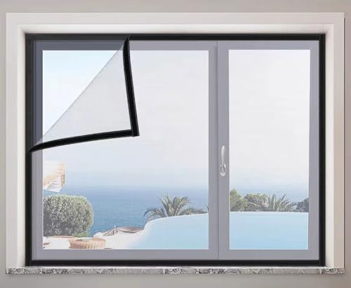 Mosquitera autoadhesiva para ventana, 60 x 120 cm, con cinta adhesiva de gancho