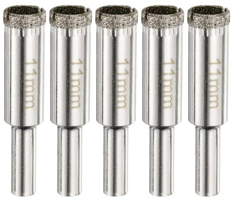 sourcing map 5pcs Diamond Drill Bit Hole Saw 7/16(11mm) Tile Core Cutting Drilling Tool for Glass Ceramic Marble Porcelain Tile Quartz Gemstone Aquariums