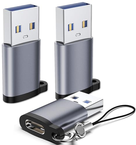 USB C Female to USB Male Adapter 3 Pack, Type C to USB A Charger Cable Converter,Type Cto USB 3.0 Adapter Compatible for Apple Watch iPhone 15 14 13 AirPods 3 MacBook Samsung Galaxy Google CarJHAOUS