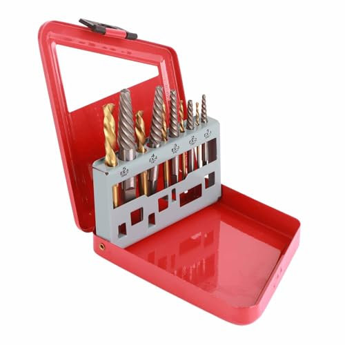 Easy Out Left Hand Drill Bit, 10 Pcs Drill Bit Screw Extractor Set Left Hand Plated Drill Bit Alloy Steel Screw Extractor Kit Professional Accessories