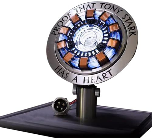 Metalakaer 1:1 Iron Man Arc Reactor MK1 Reattore ad arco a forma di cuore con LED, Cool Tech Desk Ornament (versione MAX)