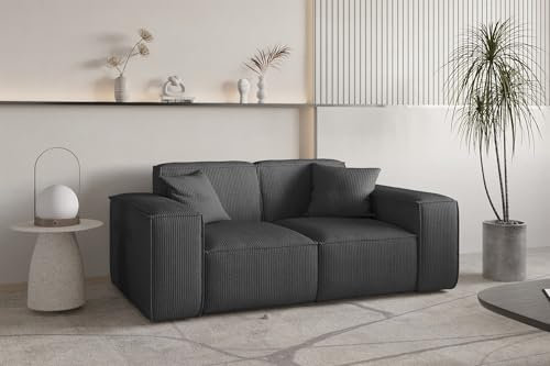 Sofa Designersofa CELES PREMIUM 2-Sitzer in Stoff Scala (Anthrazit)
