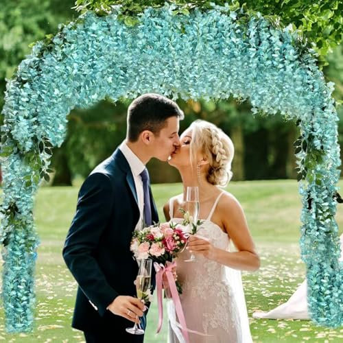 AIBAOBAO 12PCS Artificial Flowers Wisteria, Fake Flowers Vine Garland, Hanging Trailing Plants Bush String Flower for Wedding, Party, Ceremony, Home, Garden, Outdoor, Indoor st patricks day Decoration