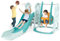 COSTWAY 4 in 1 Scivolo e Altalena per Bambini, Parco Giochi con Scivolo Altalena Canestro da Basket e Arrampicata, Set di Gioco con Pallone da Basket e Pompa, 18 Mesi +, 185x150x102 cm (Blu oceano)
