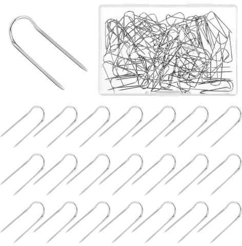 JJUNW 100 Stück Stecknadeln U-Form, Stecknadel Ohne Kopf Edelstahl Sewing Pins mit Box 23mm Double Blocking Pins U förmige Pins Nähen Kopfnadeln feine für Basteln DIY-Projekte Nähprojekte Häkeln