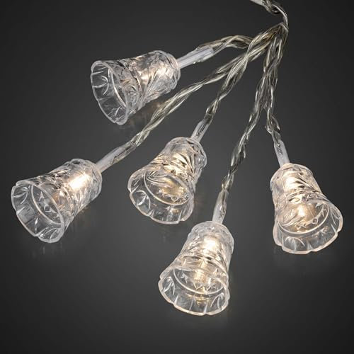 hellum Lichterkette Innen mit Glocken, 24 LED Glocken beleuchtet warmweiß, 2,30m beleuchtete Länge strombetrieben, transparentes Kabel, Weihnachtsbeleuchtung Innen Fenster, <59lm 152807