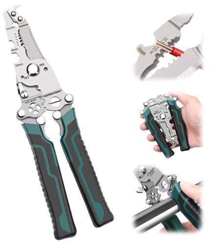 BOSENIYU 18 in 1 Foldable Wire Stripper, Multifunktions r Crimper Kabelschneider Zange zum Schneiden und Ziehen Drähte Kabelschere. (Grüner)