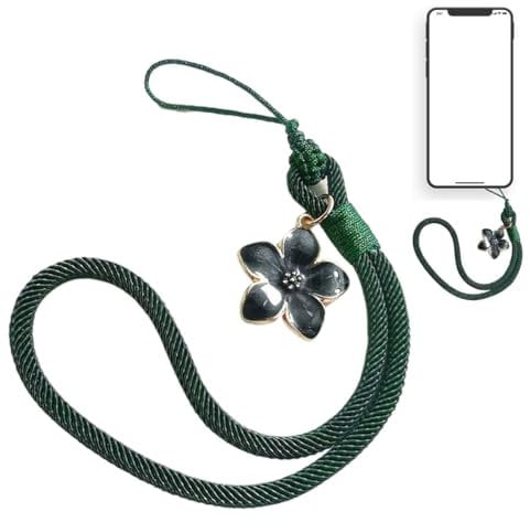WOXJENA Handykette Blume, Handy-Armband, Handy Charm, Elastisches Freihändiges Armband, Handy Kette Abnehmbares, Handy Lanyard Schlüsselband für Damen, Grün