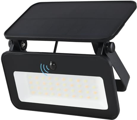 VOMI Solarlampen für Außen mit Bewegungsmelder, Einstellbar LED Solar Wandleuchte Strahler 6W IP65 Wasserdicht 3 Leuchtmodi Dimmbare Außenwandleuchten ABS Materialien für Garten, Tür, Hof, Garage