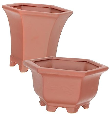 Gatuida 2stücke Terrakotta-kaktustopf Kleiner Blumentopf Aus Keramik Sukkulenten-Topf Für Draußen Kleine Bonsai-töpfe Moderner Sukkulenten-blumentopf Pflanzenbehälter Für Haushalt