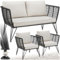TecTake® Salon de Jardin Exterieur en Résine tréssée Canapé 2 Places & 2 Fauteuil Salon, Banquette de Jardin Coussins Inclus Salon Exterieur Mobilier pour Amenagement Balcon Terrasse Maison
