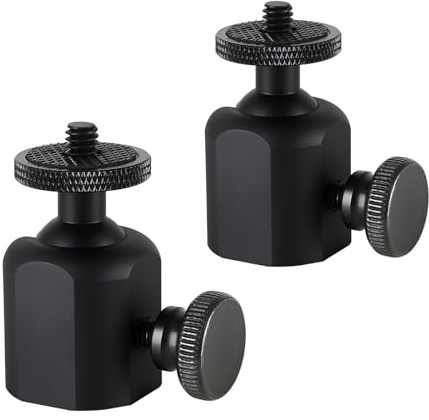 Lot de 2 mini rotules pivotantes à 360° 1/4 pour appareil photo reflex numérique, caméra de trail et de chasse, support lumineux, téléphone portable et projecteur