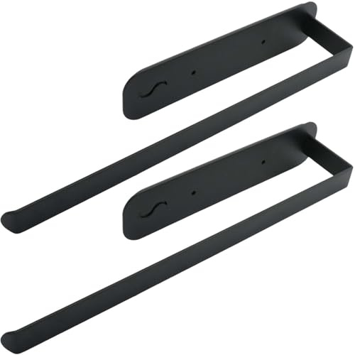 X-BLTU 2 Magnetisch Küchenrollenhalter, Papierrollenhalter Ohne Bohren | Metall Handtuchhalter Wandmontage für Badezimmer Schrank Kühlschrank Mikrowelle Haus, Starke Adsorptionskraft (Schwarzer )