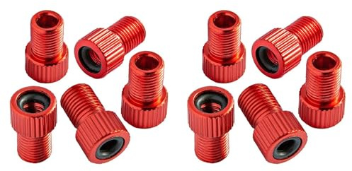 ISTOVO 10Pc Aluminum Alloy Bike Valve Adapter Bike Inner Tube Caps Cover Adapter Racing Bicycle Inflate Tire Part Red