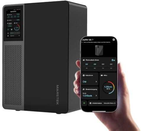 Marstek Jupiter C, Balkonkraftwerk mit Speicher & Wechselrichter, 0% MwSt, 2,56kWh LiFePO4 Akku Solarbank, App-Steuerung, 4 MPPTs 2kW PV-Eingangsleistung/800W Ausgang, 6000 Ladezyklen, IP65, Plug&Play