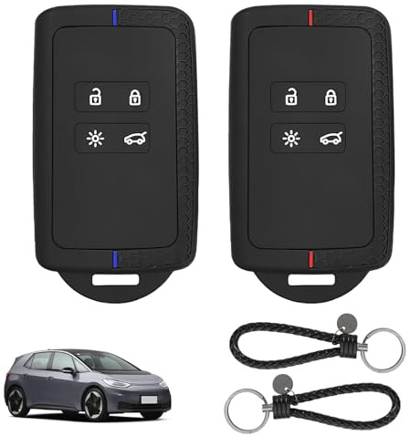 2 PCS Coque Clé Voiture pour Re-Nault, Espace 5 Duster Clio Dacia Captur | Coque Silicone TPU, 4 Boutons, Corde à Clés, Porte Clé Megane Koleos Kadjar Kangoo Twingo, Résistant à la Poussière à L'eau