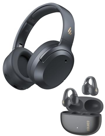Edifier W820NB PLUS Gen 2 ANC Headphones (Dark Gray) + R1 Open-Ear True Wireless Earbuds (Gray) – Hi-Res Audio, All-Encompassing Sound Experience