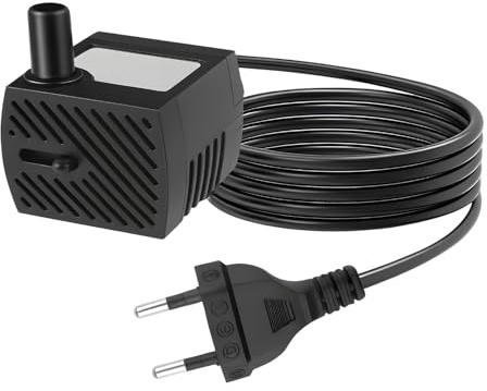 Dargkwn 180L/H 3W Mini-Tauchpumpe, Extrem Leise Wasserpumpe für Aquarien mit 1.5m Netzkabel mit 1 Düsen für Brunnenaquarium, Haustierbrunnen, Hydrokultur, mit verstellbarem Wasserdurchfluss
