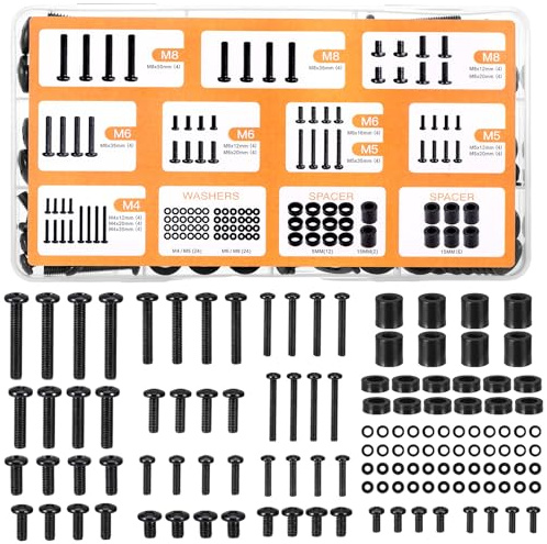 Huiguli 124 Pezzi Kit Viti VESA per TV, M4 M5 M6 M8 con Distanziali, Nero