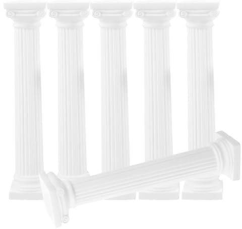 Healeved RöMische SäUle Deko 6-Teiliges Set RöMische SäUlenstatuen WeißE Dekorative SäUlen 6.69In Miniatur-SäUlen FüR Wohndekoration Fotorequisiten Puppenhaus Hochzeit Party