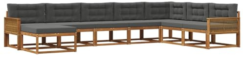 vidaXL Outdoor-Sofagarnitur mit Kissen 8 pcs Natur und Anthrazit, Moderne Outdoor-Sofa-Ecke, robuste Gartenmöbel, Akazienholz Sitzgruppe, stylische Lounge im Garten