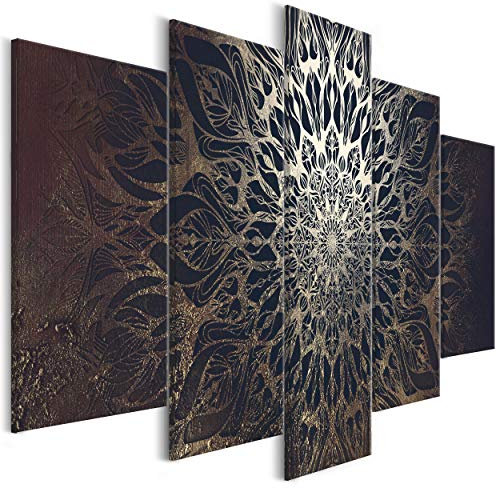 decomonkey Bilder Mandala 225x112.5 cm 5 Teilig Leinwandbilder Bild auf Leinwand Wandbild Kunstdruck Wanddeko Wand Wohnzimmer Wanddekoration Deko Modern Abstrakt