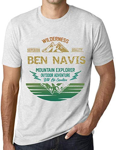 Herren Grafik T-Shirt – Outdoor Adventure, Wilderness, Mountain Explorer Ben Navis – Öko-Verantwortlich Vintage Jahrgang Kurzarm Lustige Druck Geburtstag Geschenk Mann Altweiß 4XL
