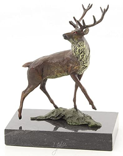 Casa Padrino Luxus Deko Bronzefigur Rothirsch Mehrfarbig/Schwarz 12,5 x 7,4 x H. 15,2 cm - Bronze Skulptur