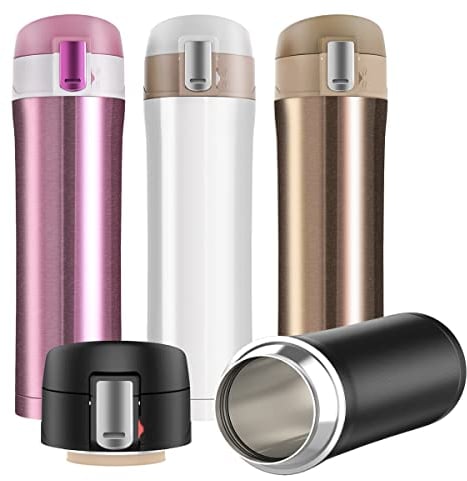 FAPPEN Double Walled Vacuum Flask Thermo, 500ml Stainless Steel Insulated Water Bottle, Flask for Hot and Cold Drinks, Travel Coffee Mug, Sports Water Bottle, Drinks Cup (Gold)