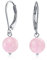 Perlina Rotonda Semplice Quarzo Rosa Chiaro Orecchini A Sfera A Leva Per Le Donne .925 Argento 925 Pietra Di Nascita Di Febbraio