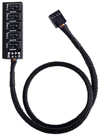 Concentrador de Ventilador PWM de 4 Pines, Cable de extensión de alimentación para Ventilador Interno de PC, Adaptador Divisor de 1 a 5 para Ventilador de refrigeración de CPU de 4 Pines y 3 Pines