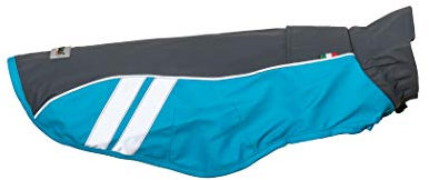 CHIARA Regenjacke mit Geschirr Modell Dirk, Größe: 3XL (Regenmantel mit integriertem Geschirr, 100% Wasserdicht, waschbar bei 40 Grad, Reflektionsstreifen, individuell anpassbar), Farbe: Grau/Blau