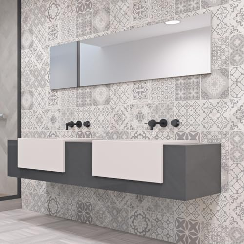 RE-COVERTILES - Adesivi per Piastrelle Bagno e Cucina 10 Pz 20x20 cm - PS00237 Decorazione murale in PVC Impermeabile mattonelle Mosaico Stile cementine Azulejos