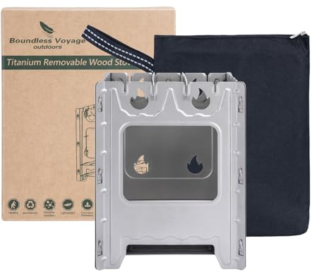 Boundless Voyage Titanium Removable Wood Stove With Pot Holder Outdoor Camping Thickened Charcoal Burner Furnace