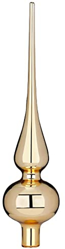 Inge Glas Christbaumspitze 26cm | Weihnachtsbaumspitze aus Glas | Hochwertige Spitze für den Weihnachtsbaum Weihnachten (Gold Glanz | Brokatgold)