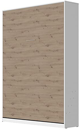 SMARTBett Schrankbett Classic mit Gasdruckfedern 140x200cm Vertikal Weiss/Wildeiche | Wandbett, Wandklappbett fürs Gästezimmer, Büro, Wohnzimmer, Schlafzimmer
