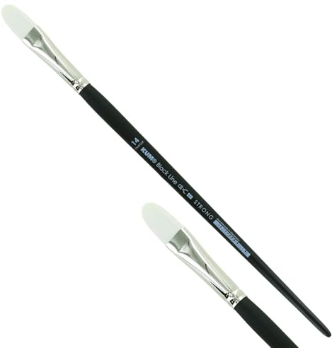 KUM - Acryl- und Ölpinsel Black Line Katzenzunge Größe 14 | Malpinsel für Künstler, Künstlerbedarf für Acrylmalerei und Ölmalerei